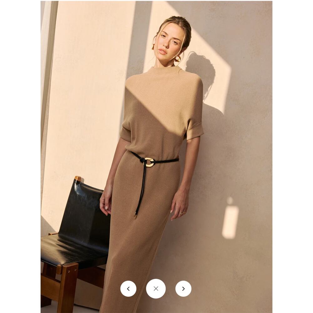 NWT Commense Belted Ribbed Knit Midi Dress Sz M - Picture 4 of 6